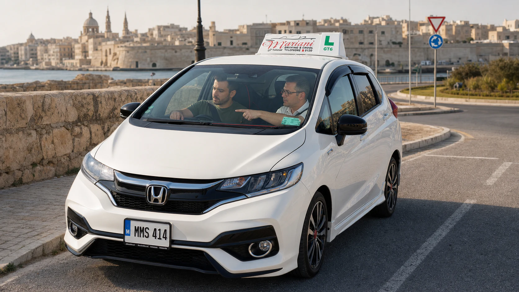 An instructor reviewing a lesson with a learner driver