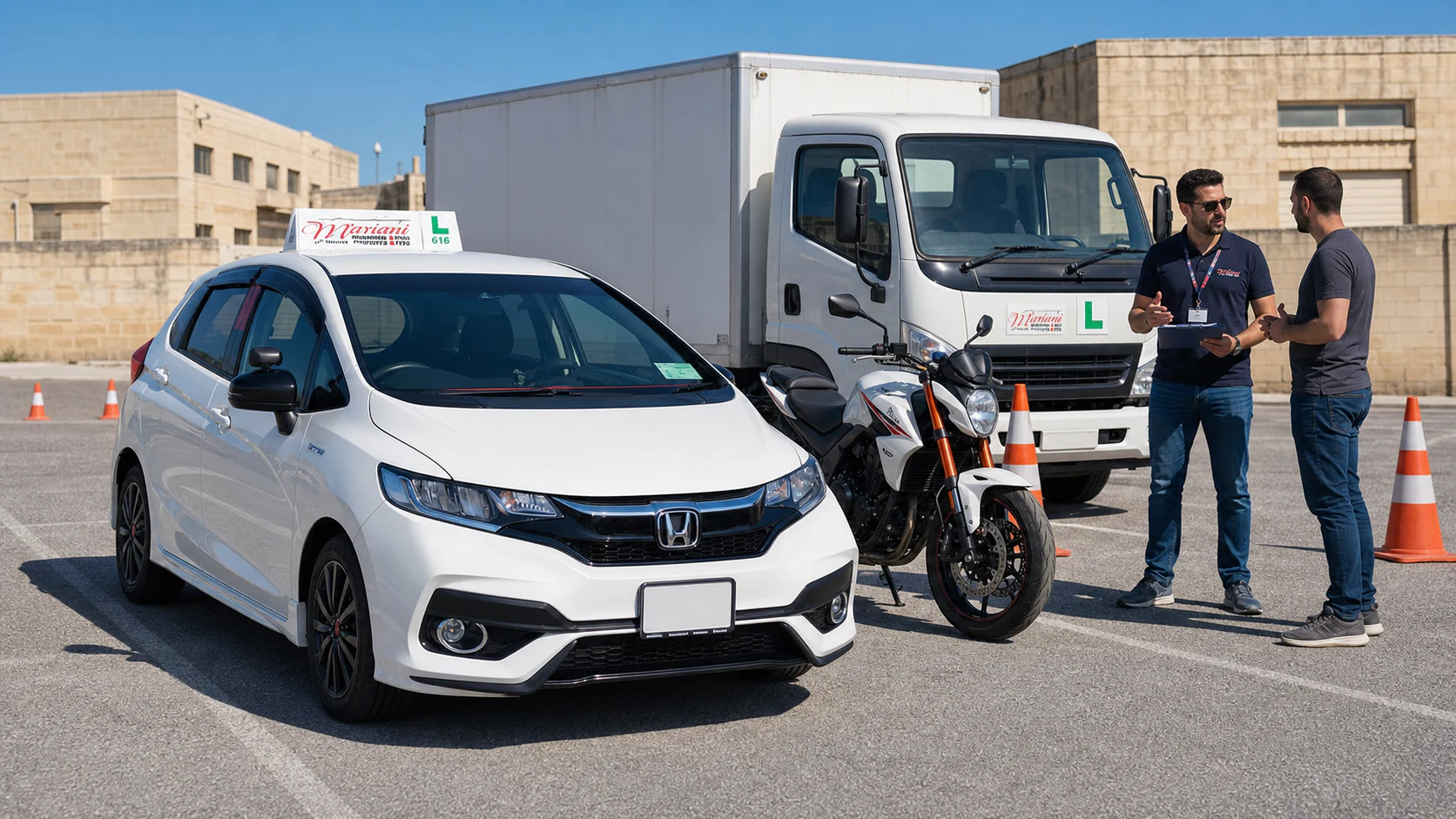 A row of vehicles representing different licence categories