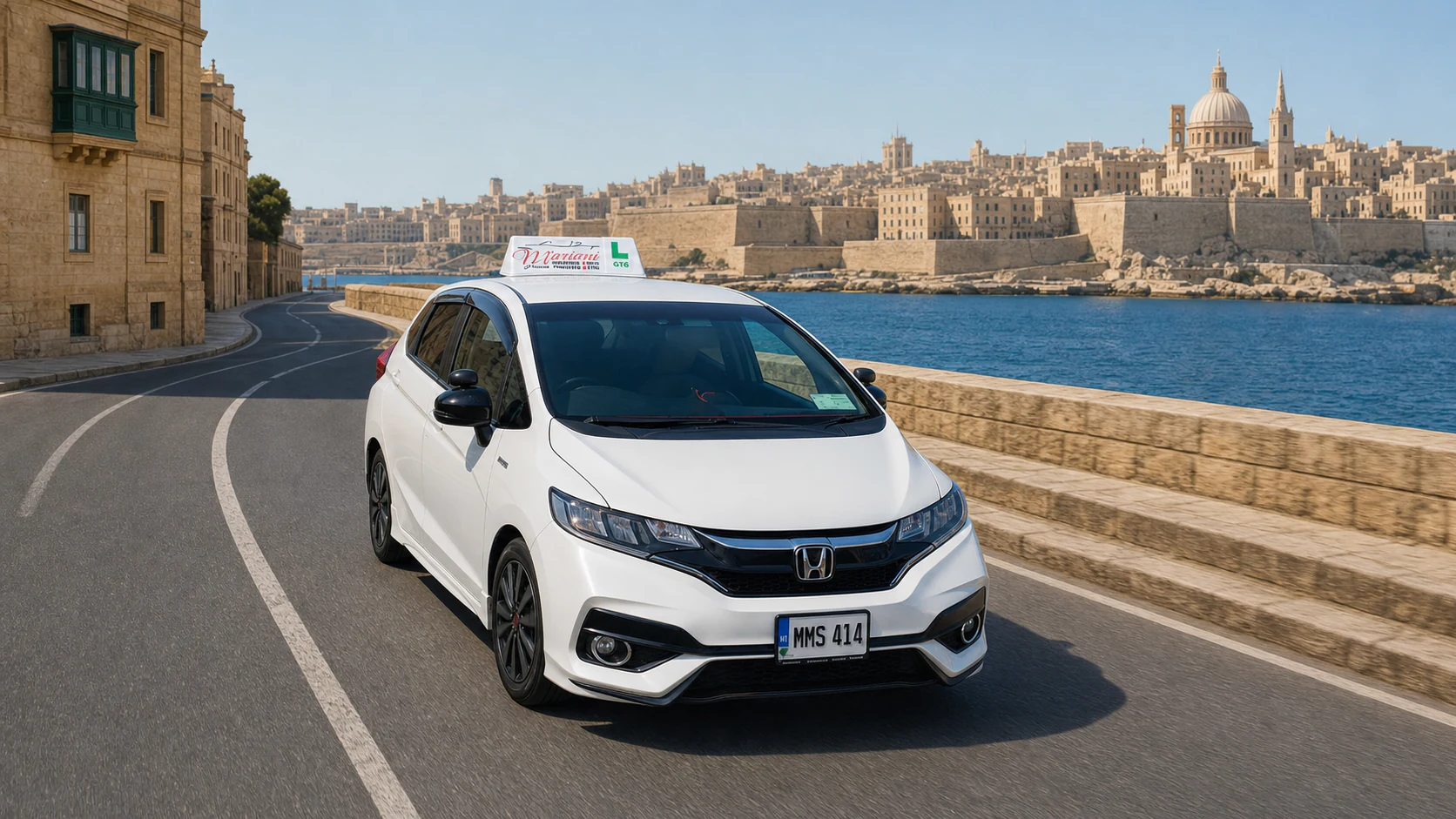 A car driving on a left-hand Maltese road